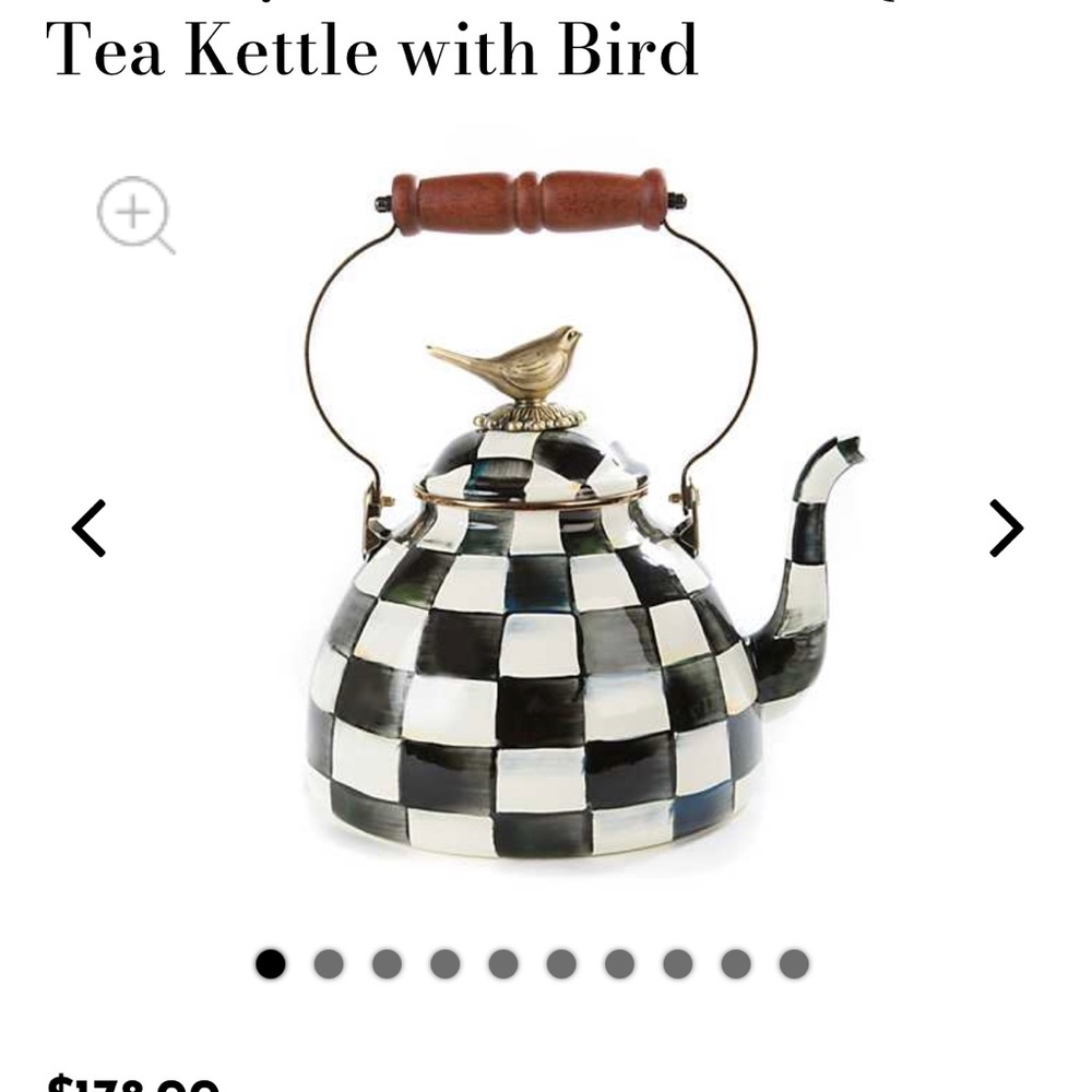 Mackenzie Childs Enamel 3 Qt. Tea Kettle with Bird top*****Out of Stock!
